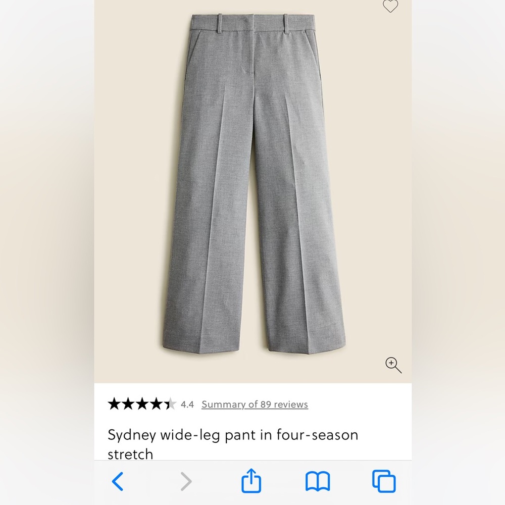 J. Crew Classic Black Wide-Leg Pants - Sydney Four Season Stretch